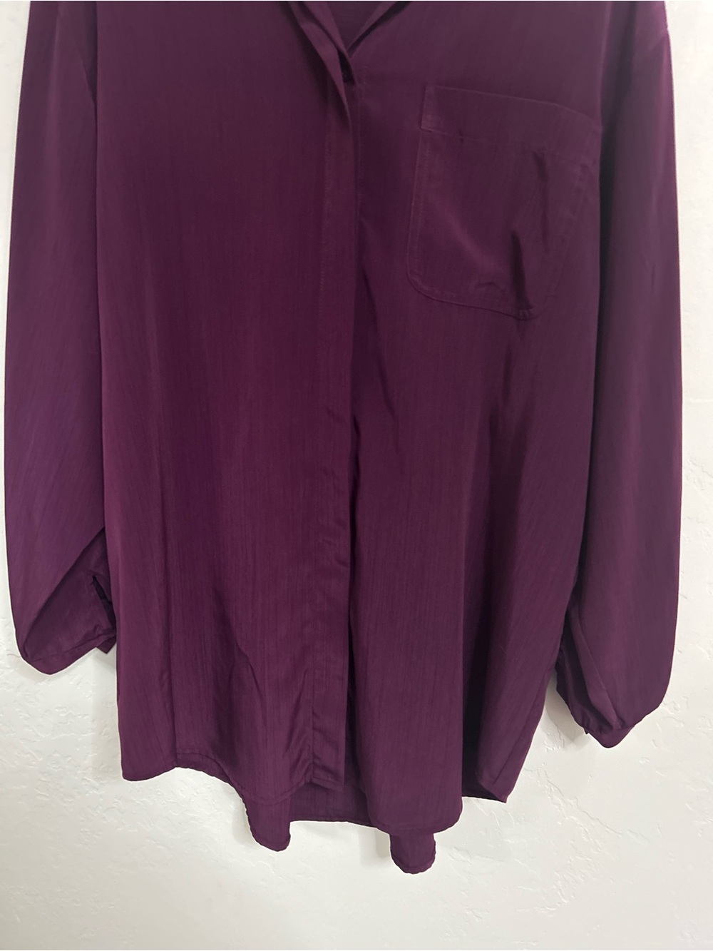 Vintage Christie & Jill Burgundy Blouse Large | Sheer Button Front Career Top - Picture 4 of 6